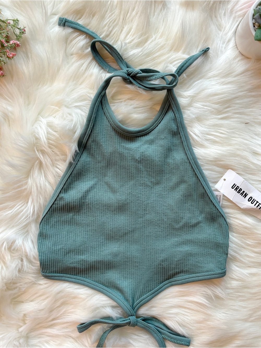 NWT Urban Outfitters Ribbed Open Back Halter Top